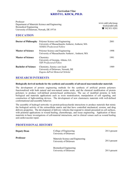 Curriculum Vitae KRISTI L