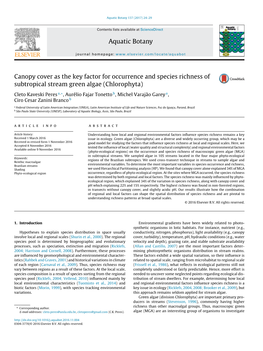 Canopy Cover As the Key Factor for Occurrence and Species Richness Of