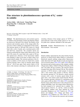 Fine Structure in Photoluminescence Spectrum of S2 Center in Sodalite