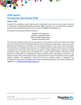 COPD Agents Review – October 2020 Page 2 | Proprietary Information