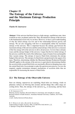 Chapter 22 the Entropy of the Universe and the Maximum Entropy Production Principle