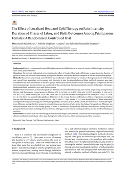 The Effect of Localized Heat and Cold Therapy on Pain Intensity, Duration