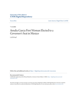 Amalia Garcia First Woman Elected to a Governor's Seat in Mexico LADB Staff