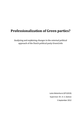 Professionalization of Green Parties?