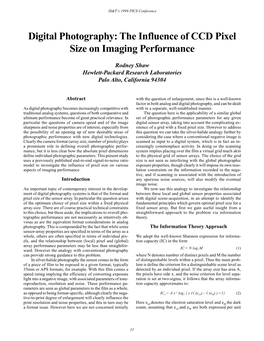 Digital Photography: the Influence of CCD Pixel-Size on Imaging