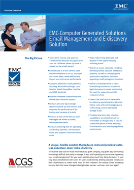 H2418.1 EMC-Computer Generated Solutions E-Mail Management and E-Discovery Solution Overview