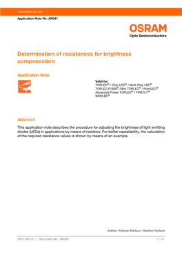 Determination of Resistances for Brightness Compensation
