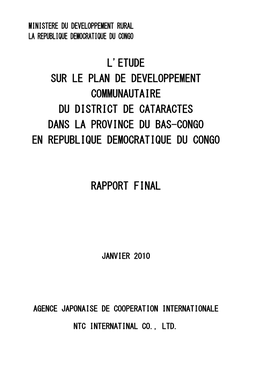 Ministere Du Developpement Rural La Republique Democratique Du Congo