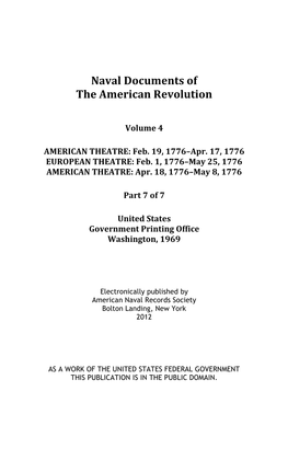Naval Documents of the American Revolution