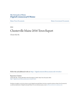 Chesterville Maine 2016 Town Report Chesterville, Me