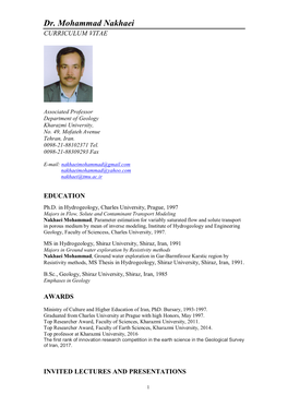 Dr. Mohammad Nakhaei CURRICULUM VITAE