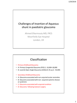 Insertion of Aqueous Shunt in Pedicatric Glaucoma