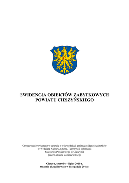 Ewidencja Obiektów Zabytkowych Powiatu Cieszyńskiego