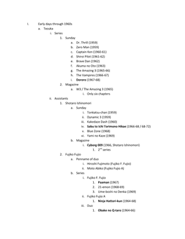 I. Early Days Through 1960S A. Tezuka I. Series 1. Sunday A