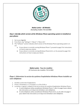 Models Step 1: Identify Which Version of the Windows Phone Operating