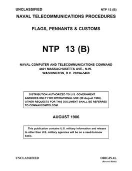 NTP 13 (B): Flags, Pennants, & Customs