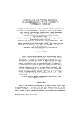 Morphology and Physico-Chemical Characteristics of an Iron Fragment from Chaco Province