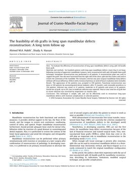 The Feasibility of Rib Grafts in Long Span Mandibular Defects Reconstruction: a Long Term Follow Up