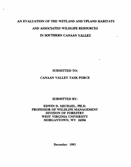 An Evaluation of the Wetland and Upland Habitats And