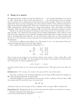 8 Rank of a Matrix