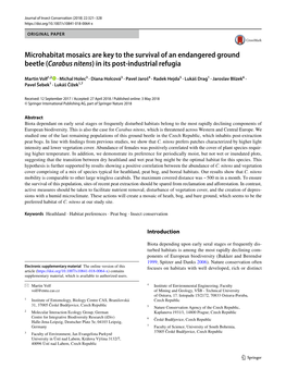 Microhabitat Mosaics Are Key to the Survival of an Endangered Ground Beetle (Carabus Nitens) in Its Post-Industrial Refugia