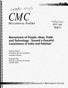 Toward a Peaceful Coexistence of India and Pakistan Suminu Ahmed Consultant, the Asia Foundation, Islamabad, Pakistan