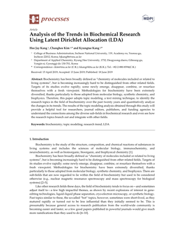 Analysis of the Trends in Biochemical Research Using Latent Dirichlet Allocation (LDA)