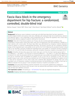 Fascia Iliaca Block in the Emergency Department for Hip Fracture