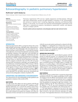 Echocardiography in Pediatric Pulmonary Hypertension