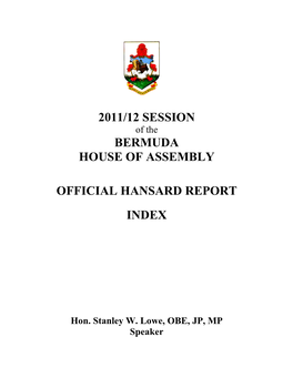 Official Hansard Index