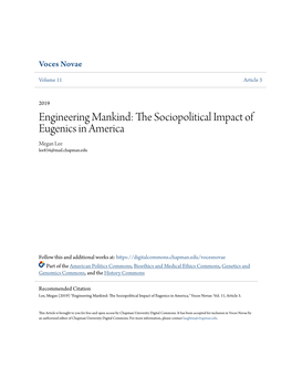 The Sociopolitical Impact of Eugenics in America