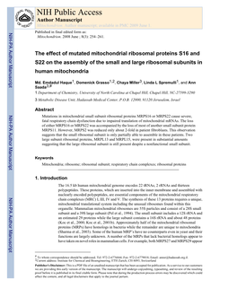 NIH Public Access Author Manuscript Mitochondrion