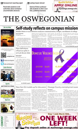 Self-Study Reflects on Campus Mission Middle States Re-Accreditation Analyzes Communication, Budget, Enrollment of College