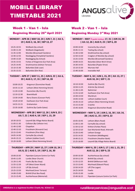 Mobile Library Timetable 2021