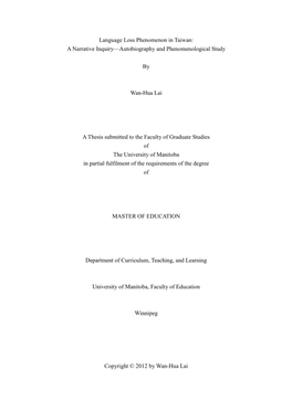 Language Loss Phenomenon in Taiwan: a Narrative Inquiry—Autobiography and Phenomenological Study