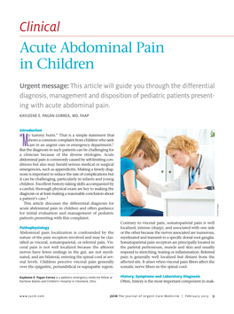 Clinical Acute Abdominal Pain in Children