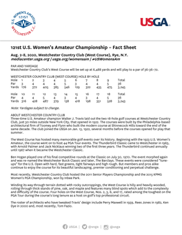 121St U.S. Women's Amateur Championship – Fact Sheet