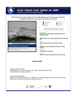 Arctic Report Card 2009