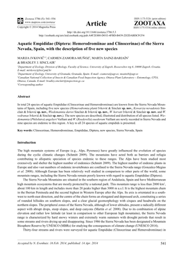 Aquatic Empididae (Diptera: Hemerodromiinae and Clinocerinae) of the Sierra Nevada, Spain, with the Description of Five New Species