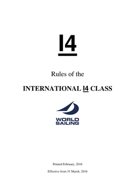 Rules of the INTERNATIONAL I4 CLASS