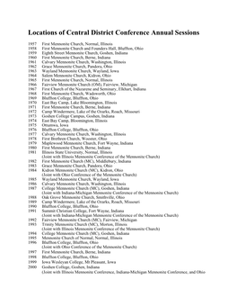 Annual Meeting Locations and Presidents Listing