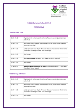 SGSSS Summer School 2018