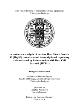 A Systematic Analysis of Nuclear Heat Shock Protein 90 (Hsp90) Reveals A