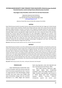 POTENSI KADAR BIOAKTIF YANG TERDAPAT PADA DAUN KEPEL (Stelechocarpus Burahol) Potential Bioactive Content of Kepel Leaves (Stelechocarpus Burahol)