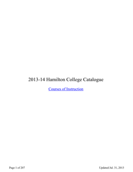 2013-14 Hamilton College Catalogue