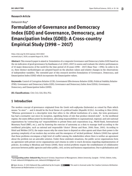 GDI) and Governance, Democracy, and Emancipation Index (GDEI): a Cross-Country Empirical Study (1998 – 2017