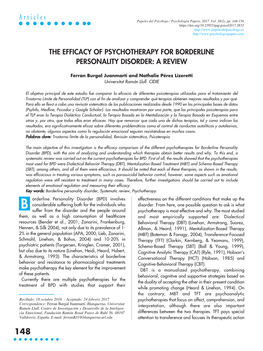 The Efficacy of Psychotherapy for Borderline Personality Disorder: a Review