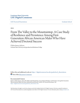 From the Valley to the Mountaintop: a Case Study of Resilience and Persistence Among First-Generation African American Males Who Have Achieved Doctoral Success