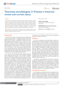 Taxonomy and Phylogeny in Triticeae: a Historical Review and Current Status