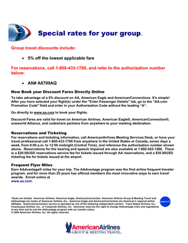 Special Rates for Your Group